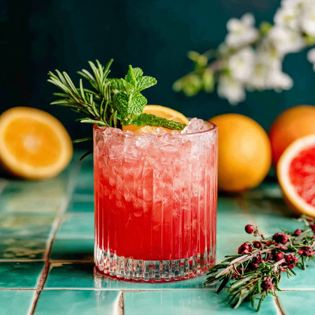 Mocktail w szklance na turkusowych kafelkach